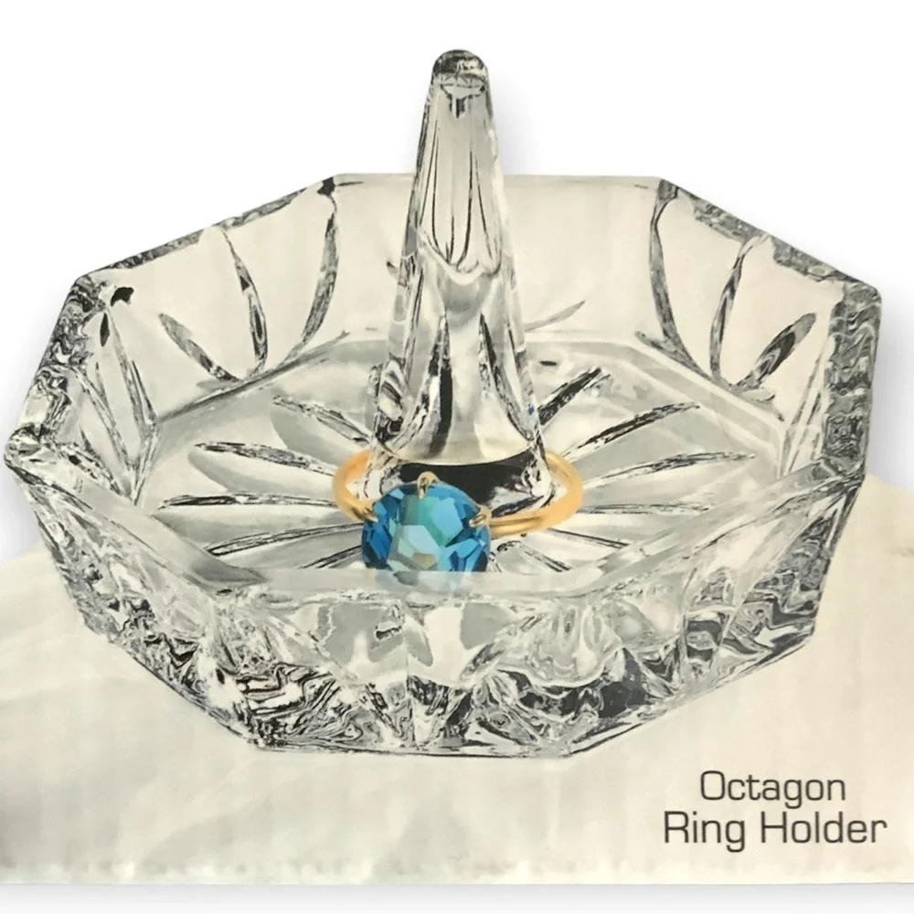 Crystal Ring Holder Brilliant Hand-Cut Pattern Octagon Studio Crystal Faceted